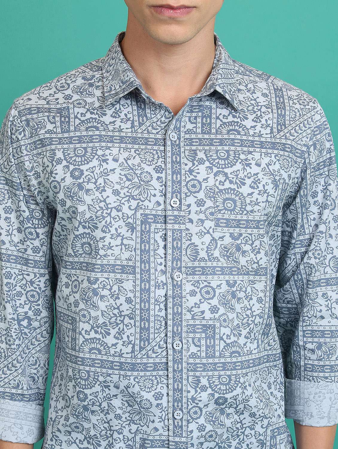 men collared graphic printed casual shirt - 21486734 -  Standard Image - 5