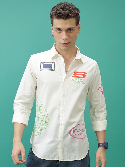 men collared printed casual shirt - 21486769 - Standard Image - 0