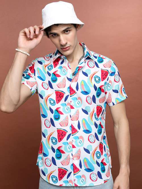 men collared printed casual shirt - 21486773 - Standard Image - 0