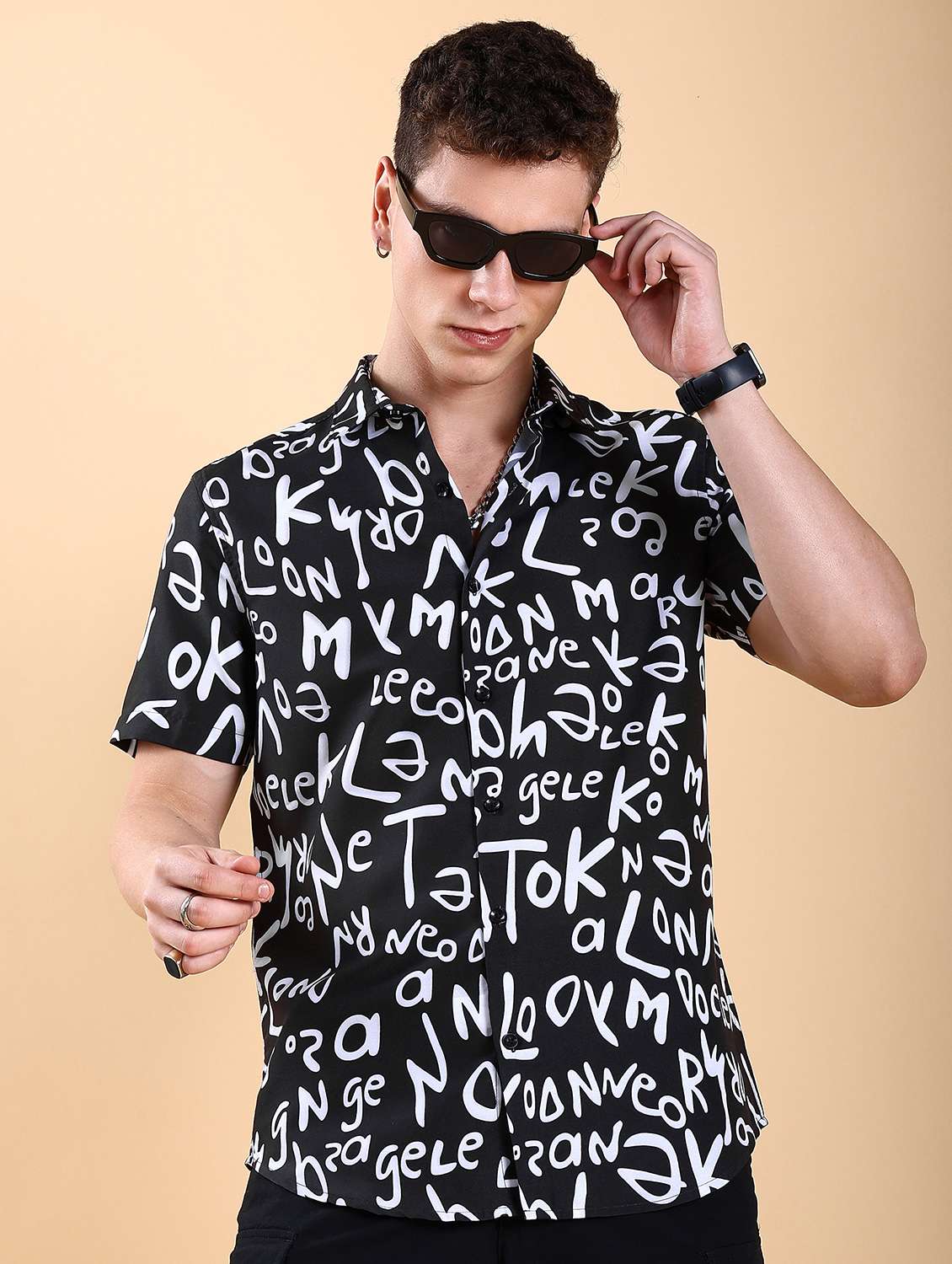 men collared printed casual shirt