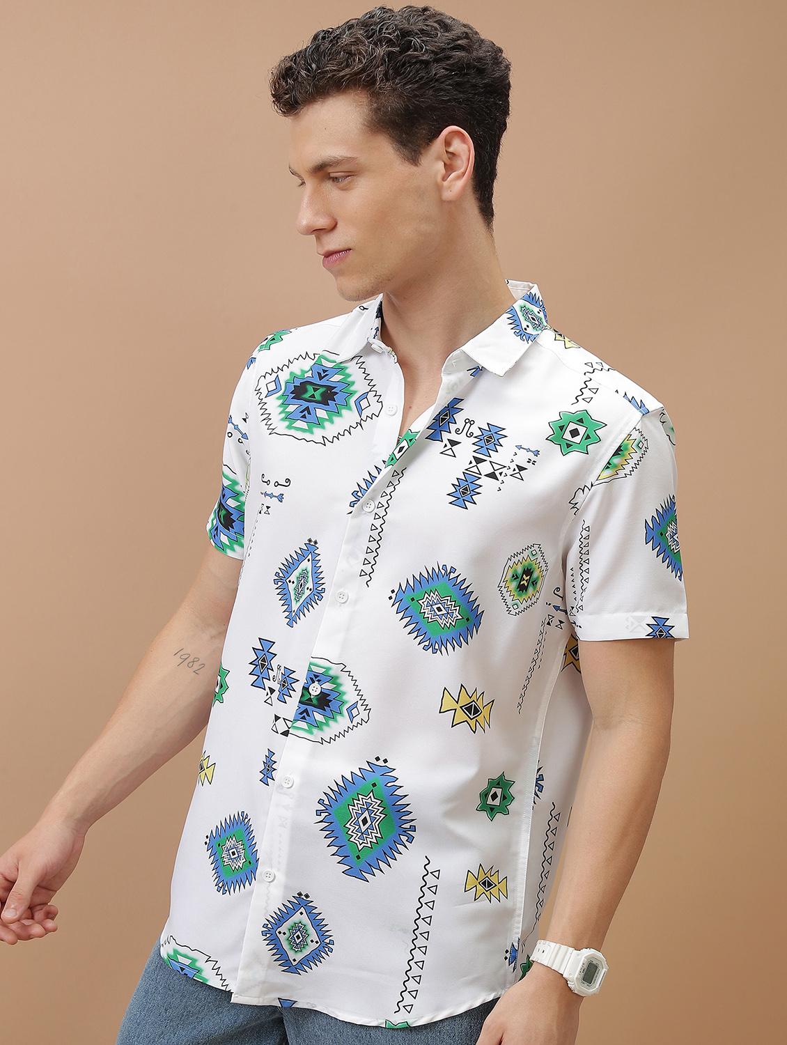 men collared printed casual shirt - 21486776 -  Zoom Image - 0