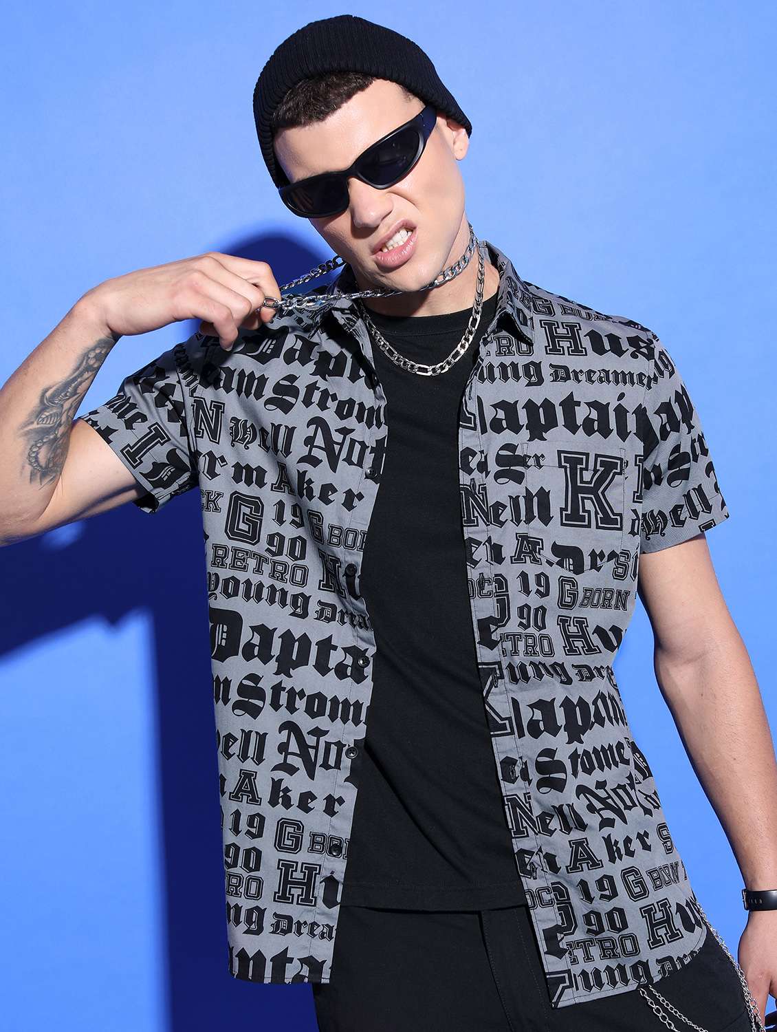 men collared printed casual shirt