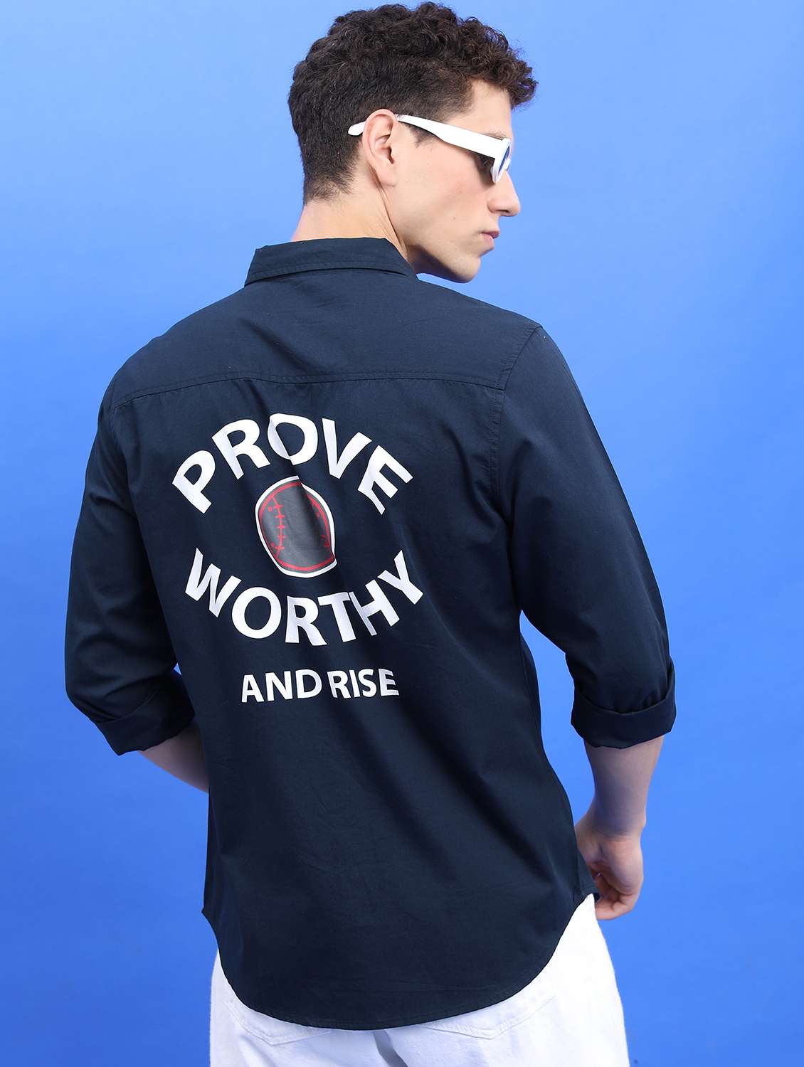 men collared typographic printed casual shirt - 21486783 -  Standard Image - 3