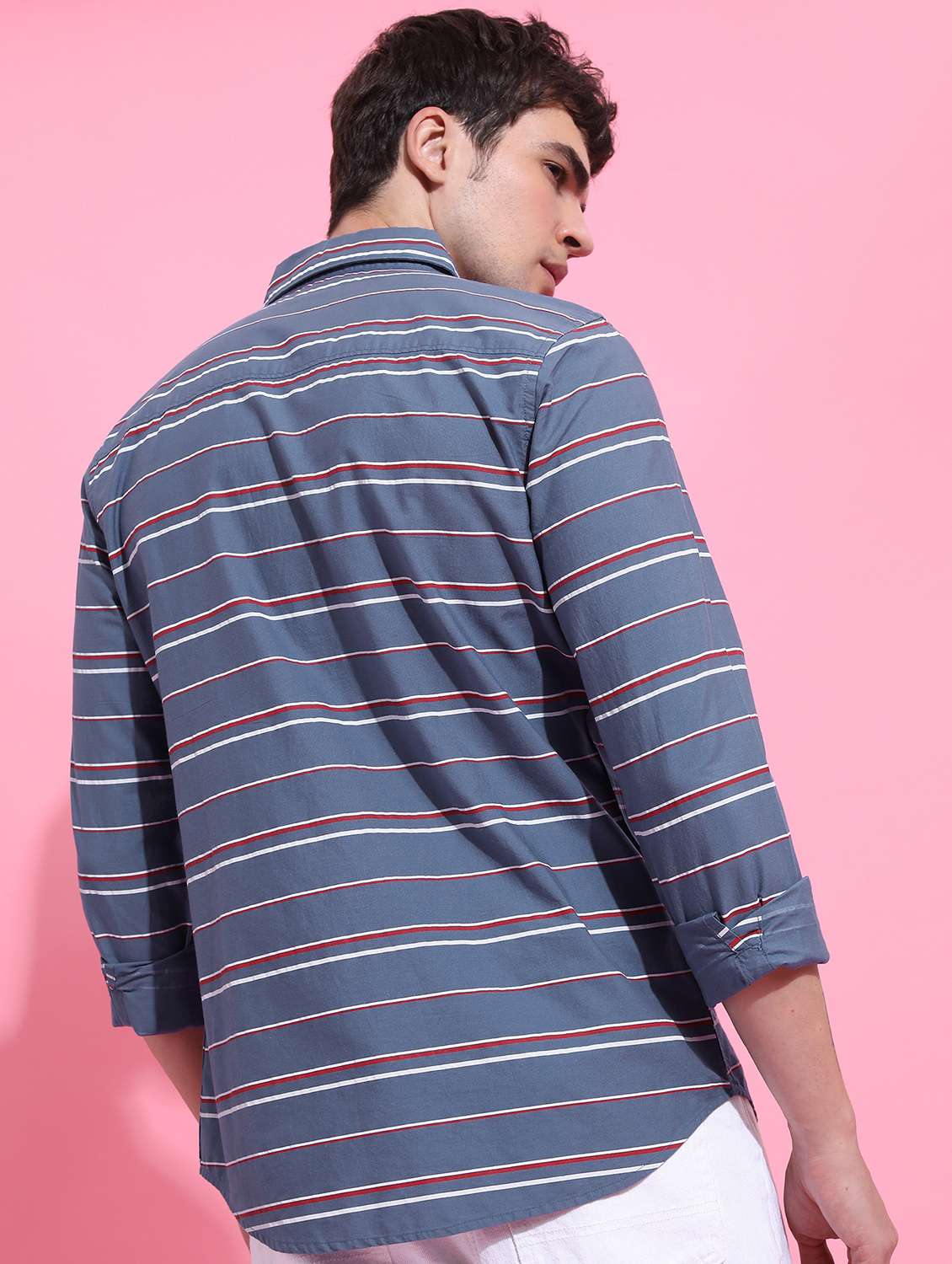 men collared stripes casual shirt - 21486798 -  Standard Image - 3