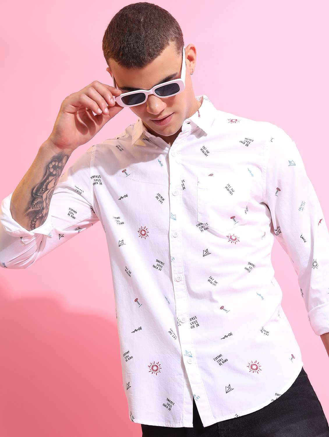 men collared printed casual shirt - 21486804 - Zoom Image - 0