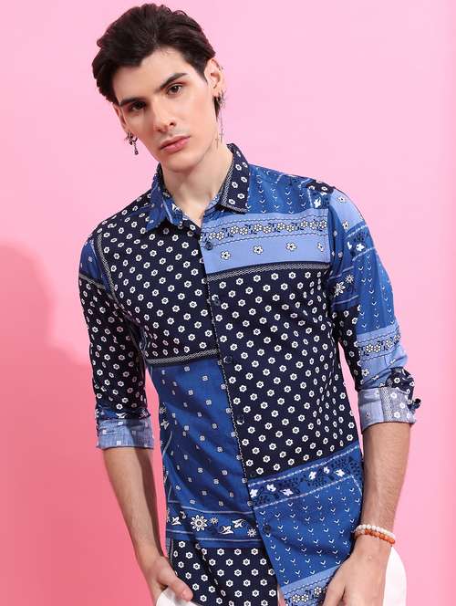 men collared printed casual shirt - 21486806 -  Standard Image - 0