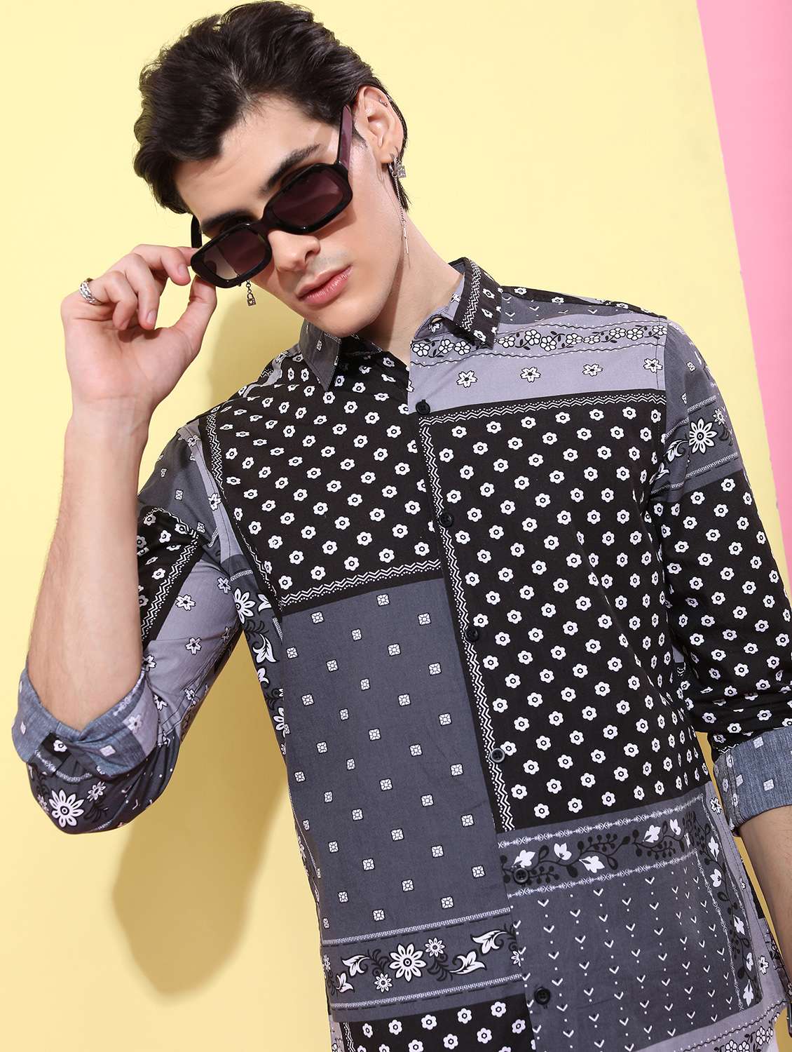 men collared printed casual shirt - 21486807 -  Zoom Image - 0