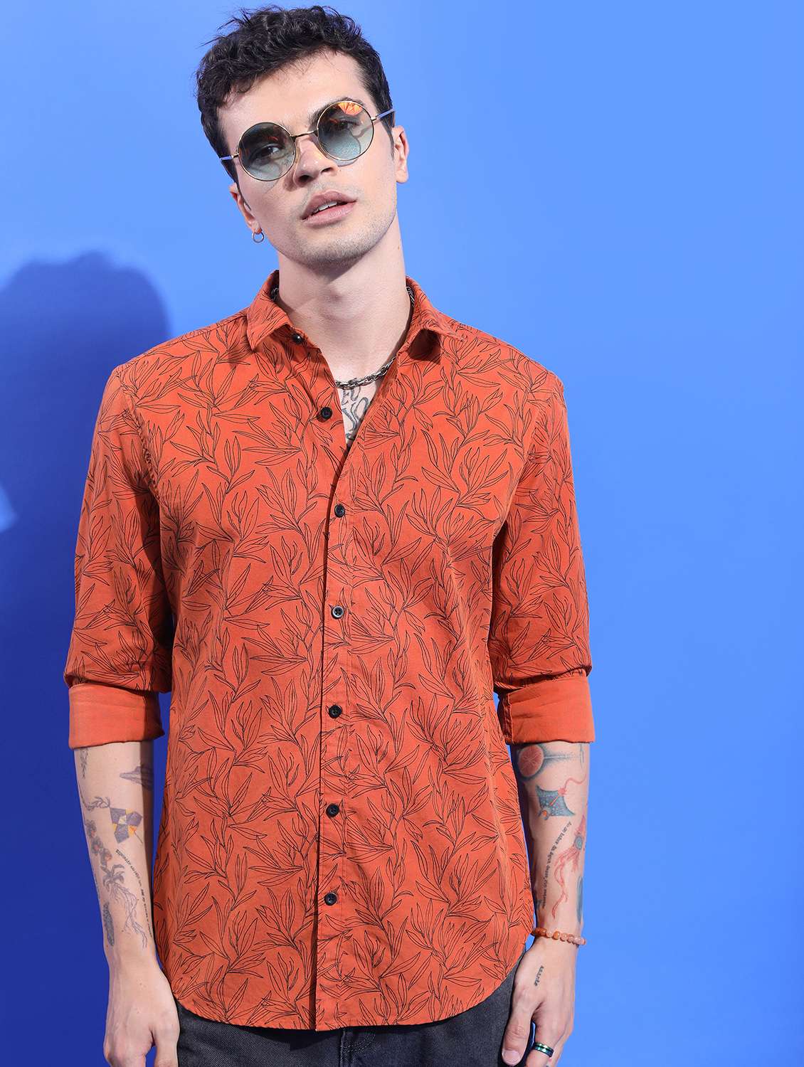 men collared printed casual shirt