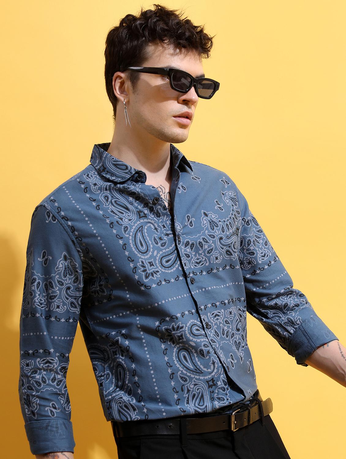 men collared printed casual shirt - 21486838 -  Zoom Image - 0