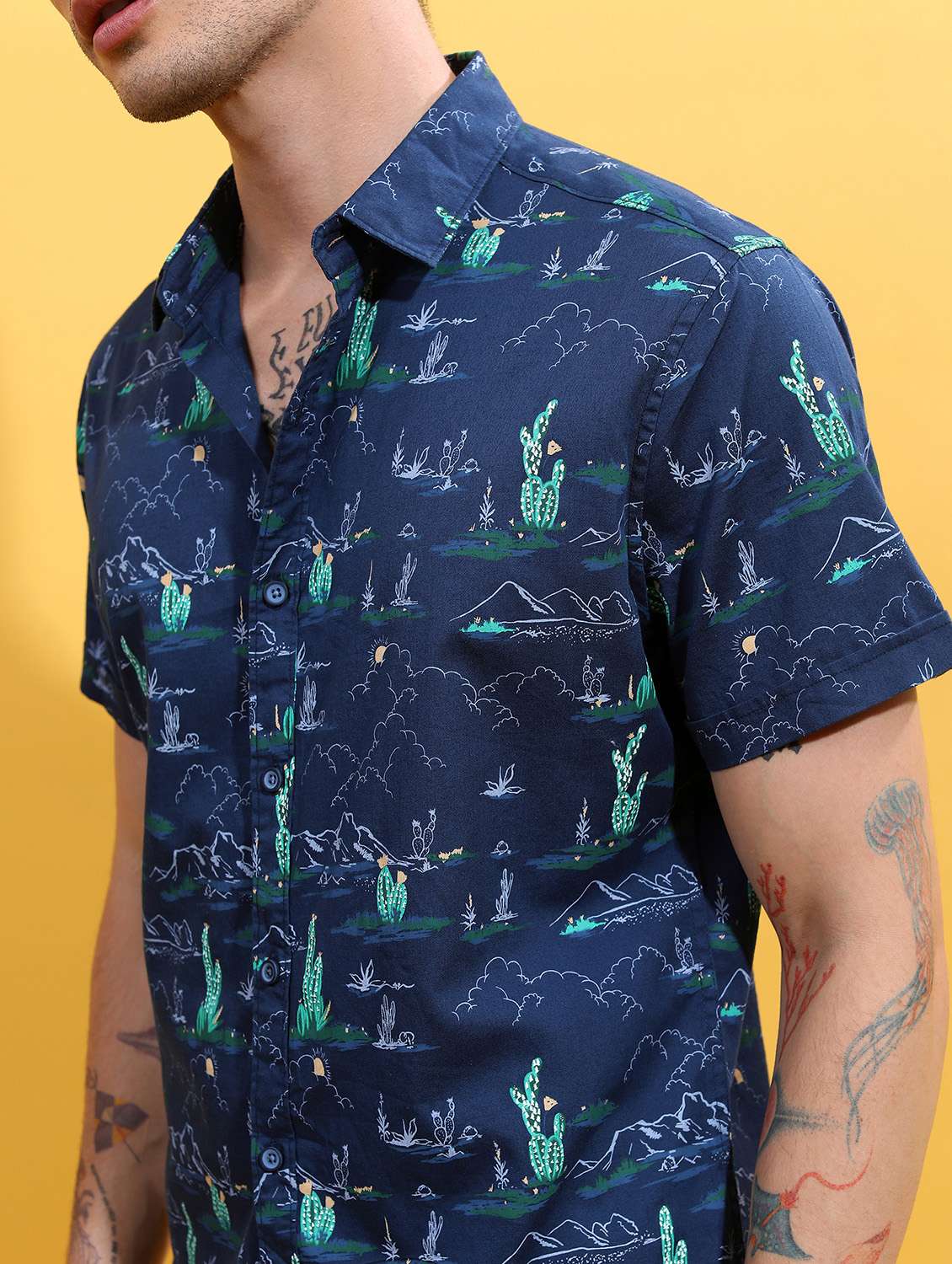men collared printed casual shirt - 21486840 -  Standard Image - 5