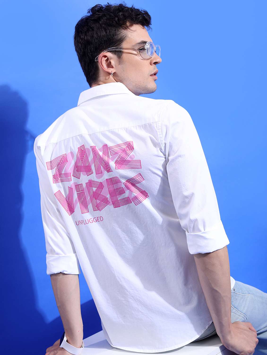 men collared typographic printed casual shirt - 21486846 -  Standard Image - 3