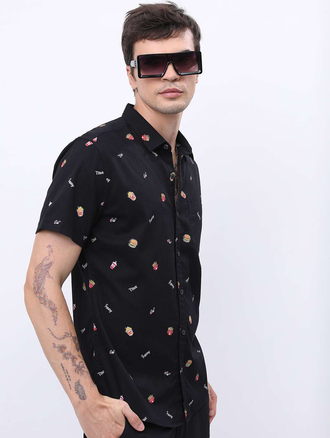 men collared printed casual shirt