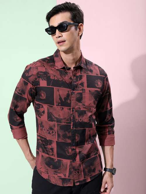 men collared printed casual shirt - 21486850 -  Standard Image - 0