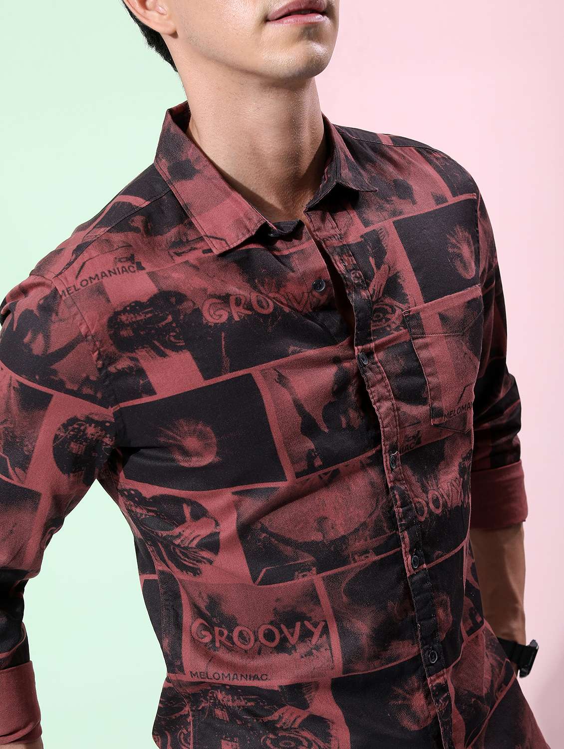 men collared printed casual shirt - 21486850 - Standard Image - 5