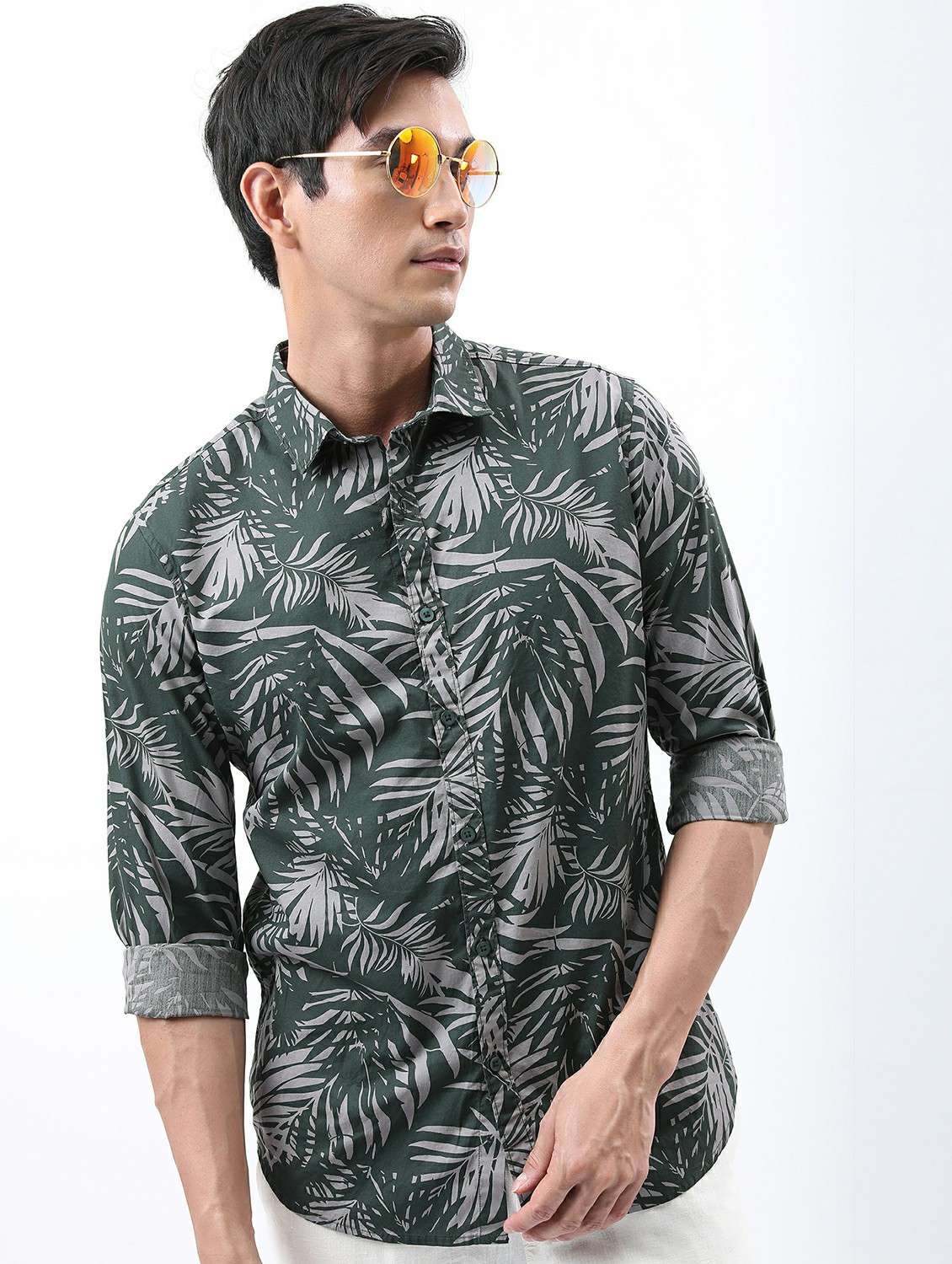 men collared printed casual shirt