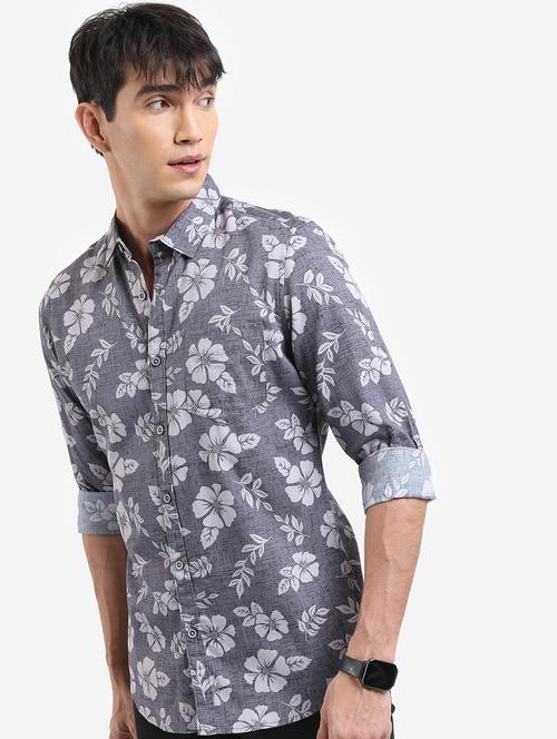 men grey collared neck casual shirts - 21486870 - Standard Image - 0