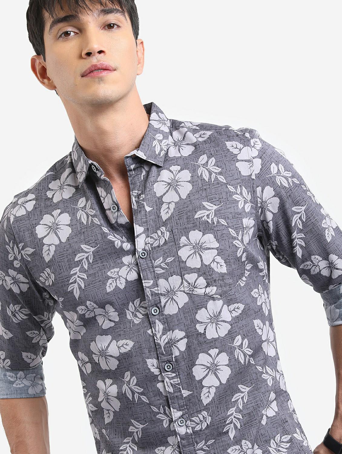 men grey collared neck casual shirts - 21486870 - Standard Image - 3