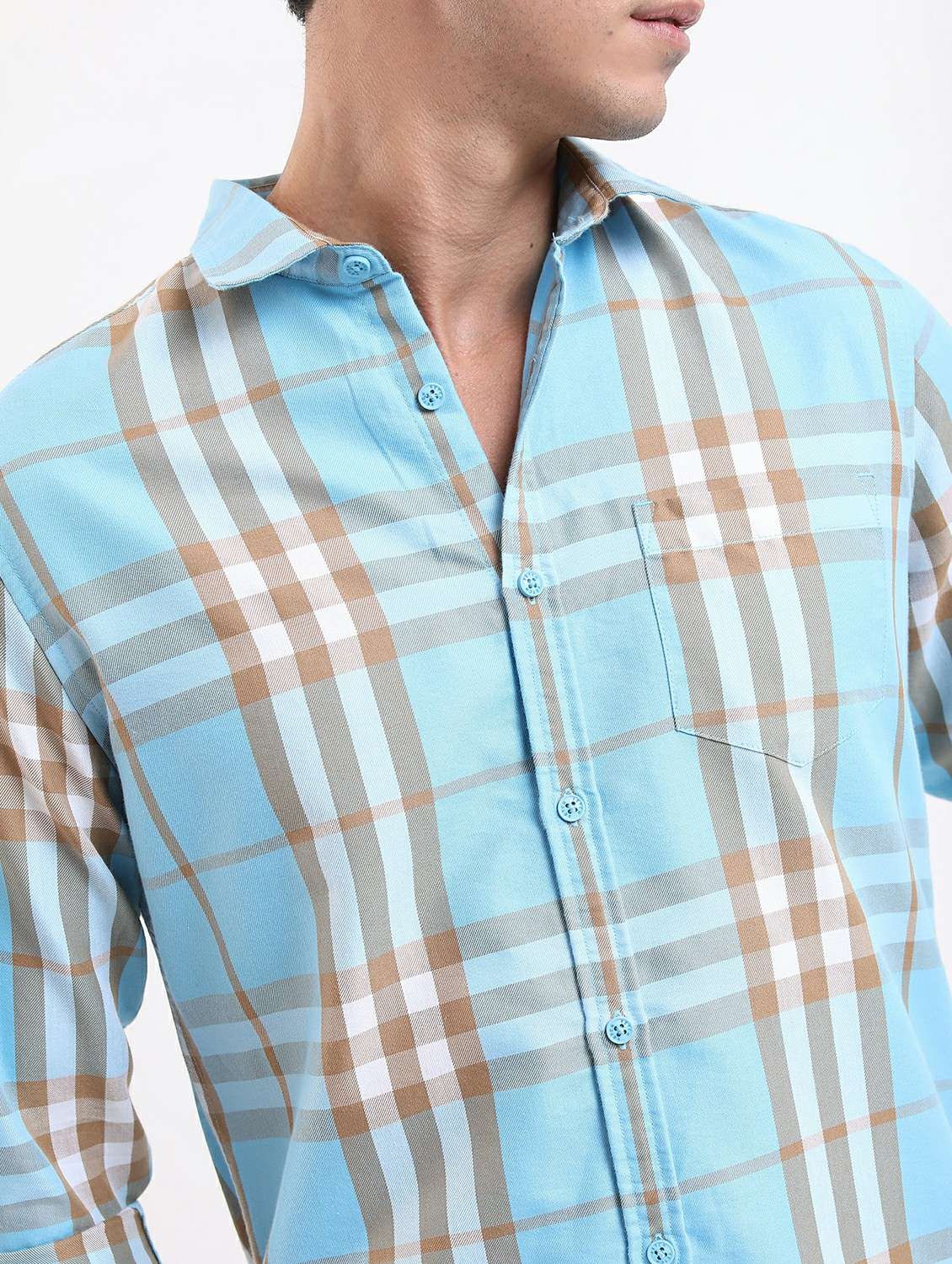 men light blue collared neck casual shirts - 21486872 -  Standard Image - 3