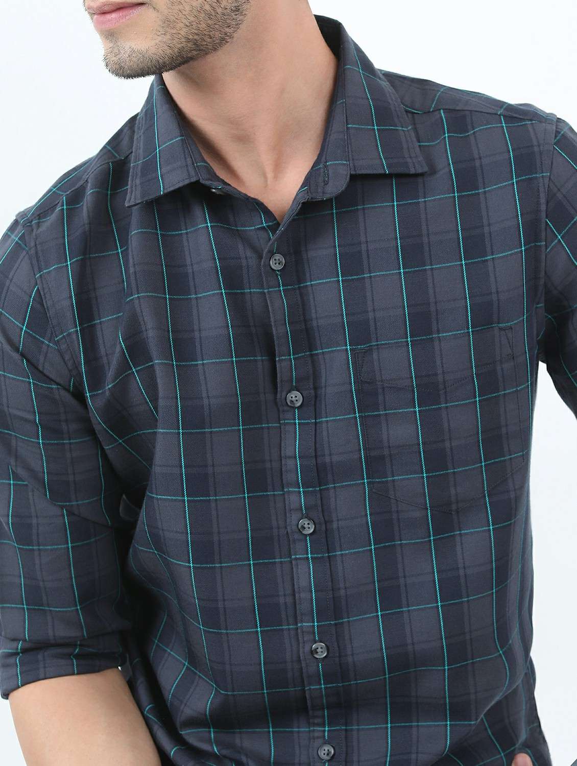 men grey collared neck casual shirts - 21486894 -  Standard Image - 5