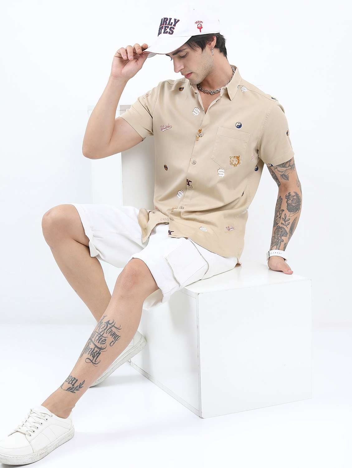 men beige collared neck casual shirts - 21486896 -  Standard Image - 3