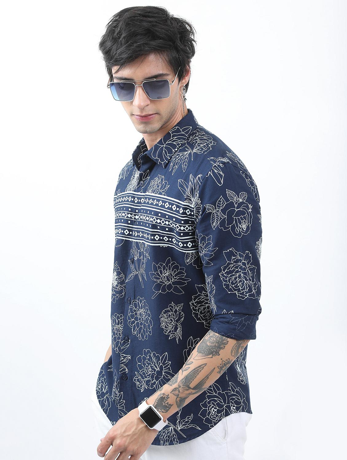 men blue collared neck casual shirts - 21486898 -  Zoom Image - 0