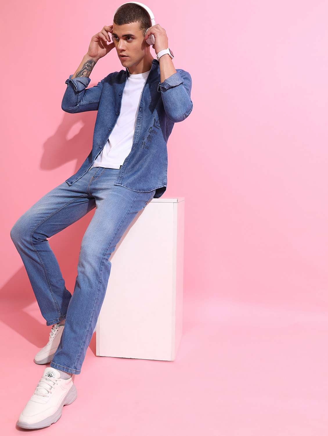 men blue collared neck casual shirts - 21486904 -  Standard Image - 3