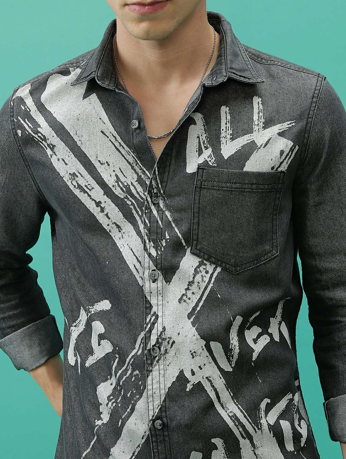 men grey collared neck casual shirts - 21486914 -  Standard Image - 5