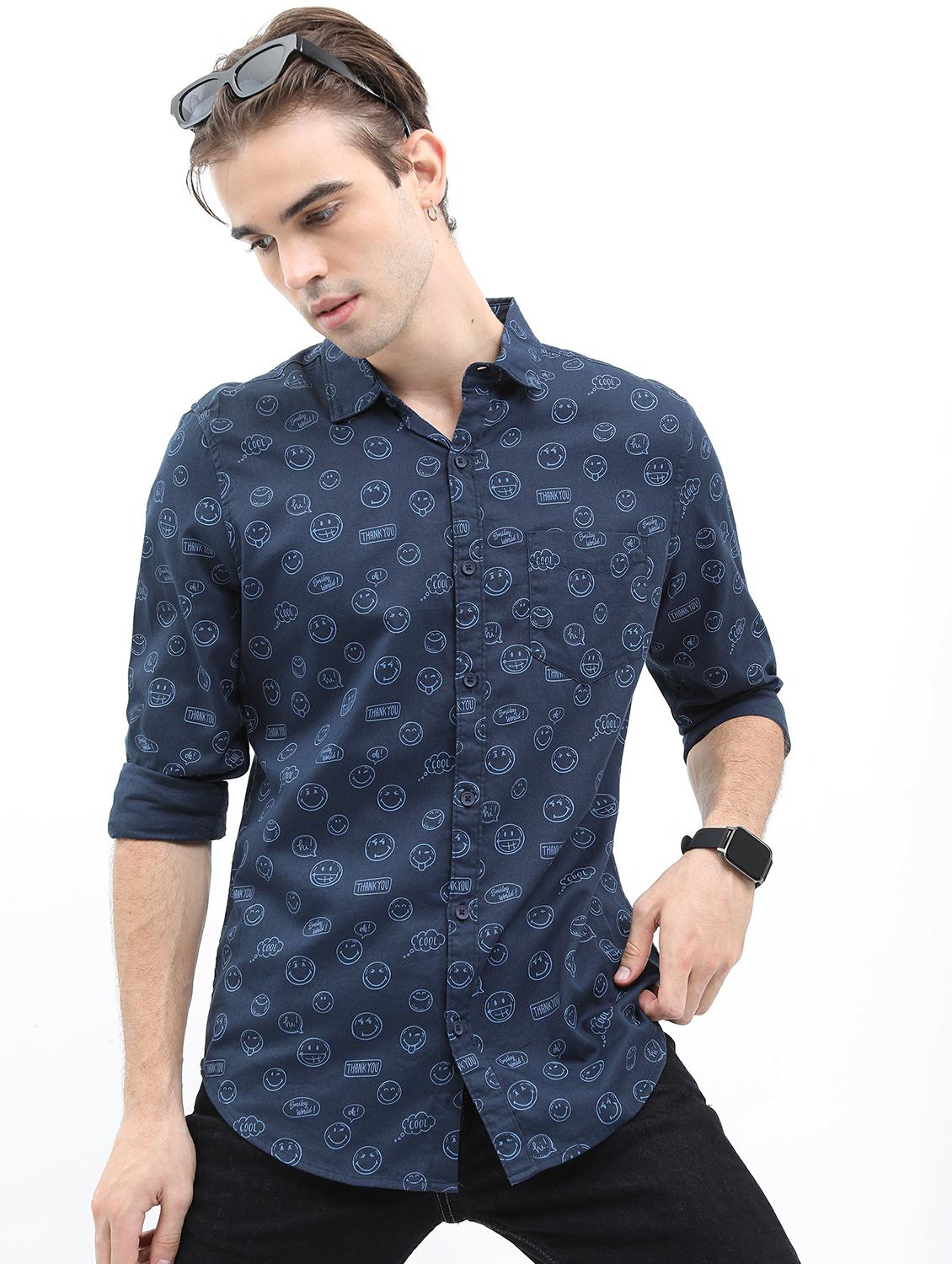 men blue collared neck casual shirts - 21486918 -  Zoom Image - 0