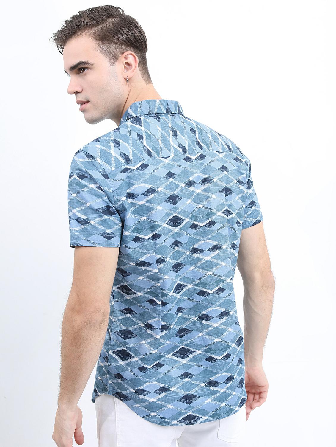 men light blue collared neck casual shirts - 21486921 - Standard Image - 3