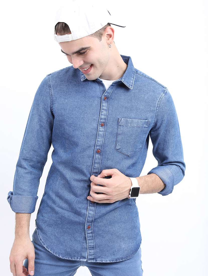 men printed collared back print casual shirt
