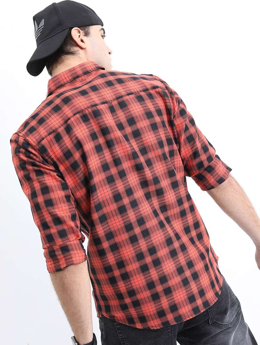 men long sleeved checkered casual shirt - 21486951 -  Standard Image - 3