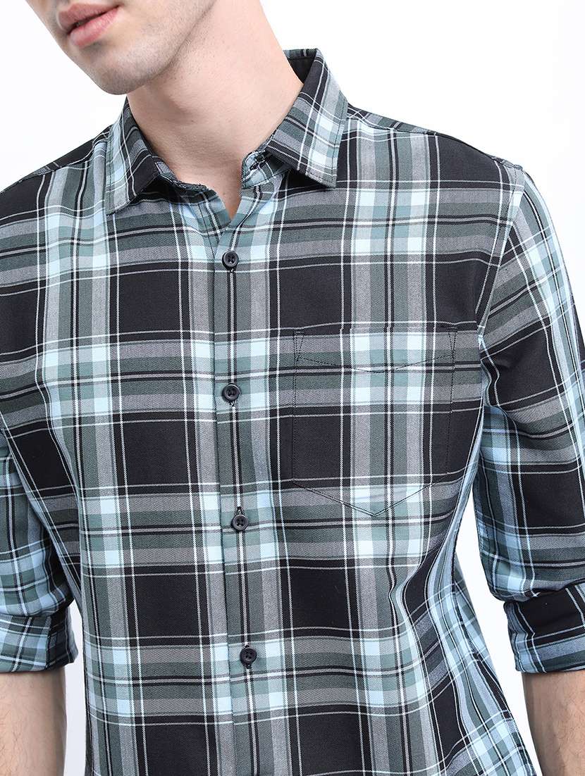 men long sleeved checkered casual shirt - 21486952 -  Standard Image - 5