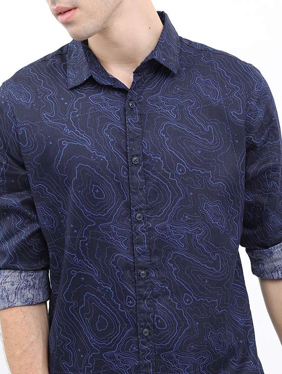 men long sleeved printed casual shirt - 21486965 -  Standard Image - 5