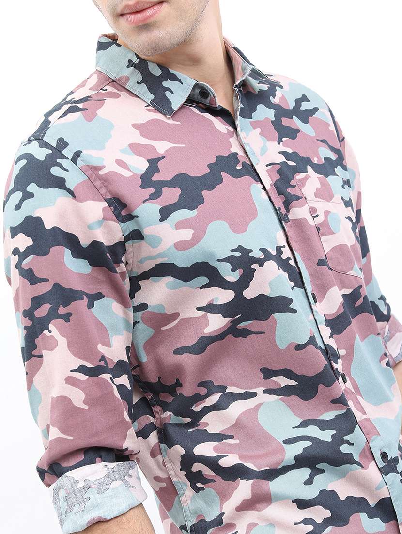 men printed collared casual shirt - 21486981 - Standard Image - 5