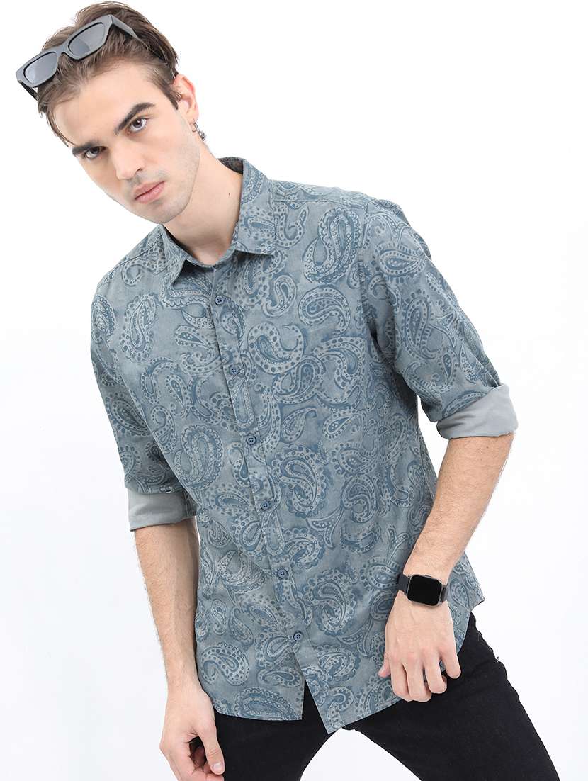 men printed collared casual shirt