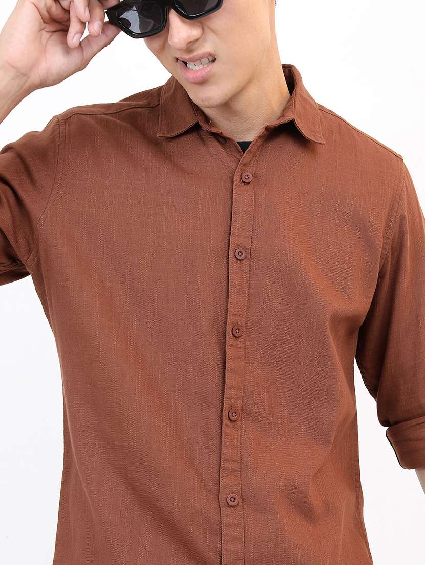 men solid collared casual shirt - 21486989 -  Standard Image - 5