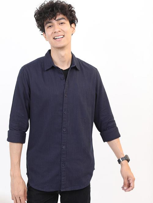 men solid collared casual shirt - 21486990 - Standard Image - 0