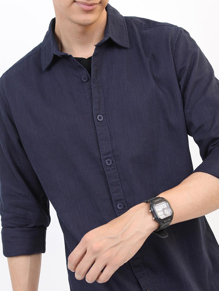 men solid collared casual shirt - 21486990 - Standard Image - 5