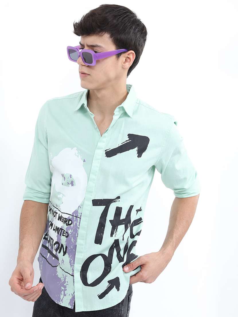 men printed collared casual shirt