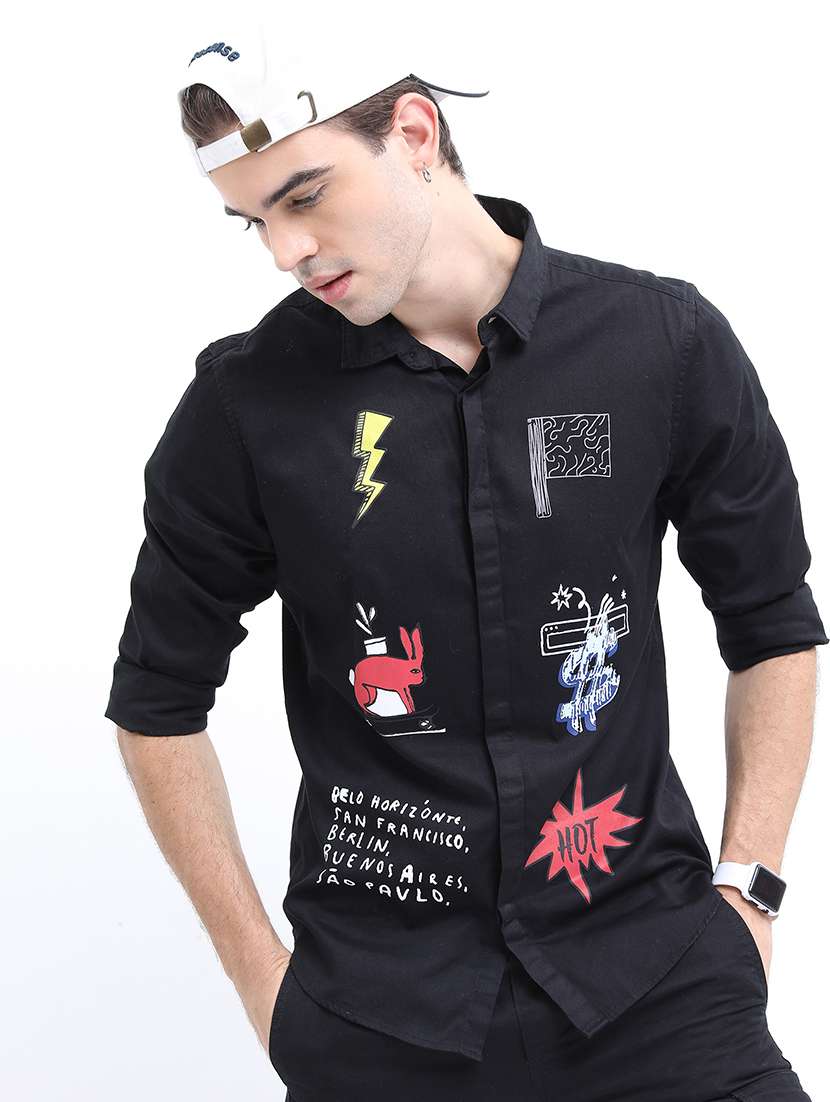 men printed collared casual shirt