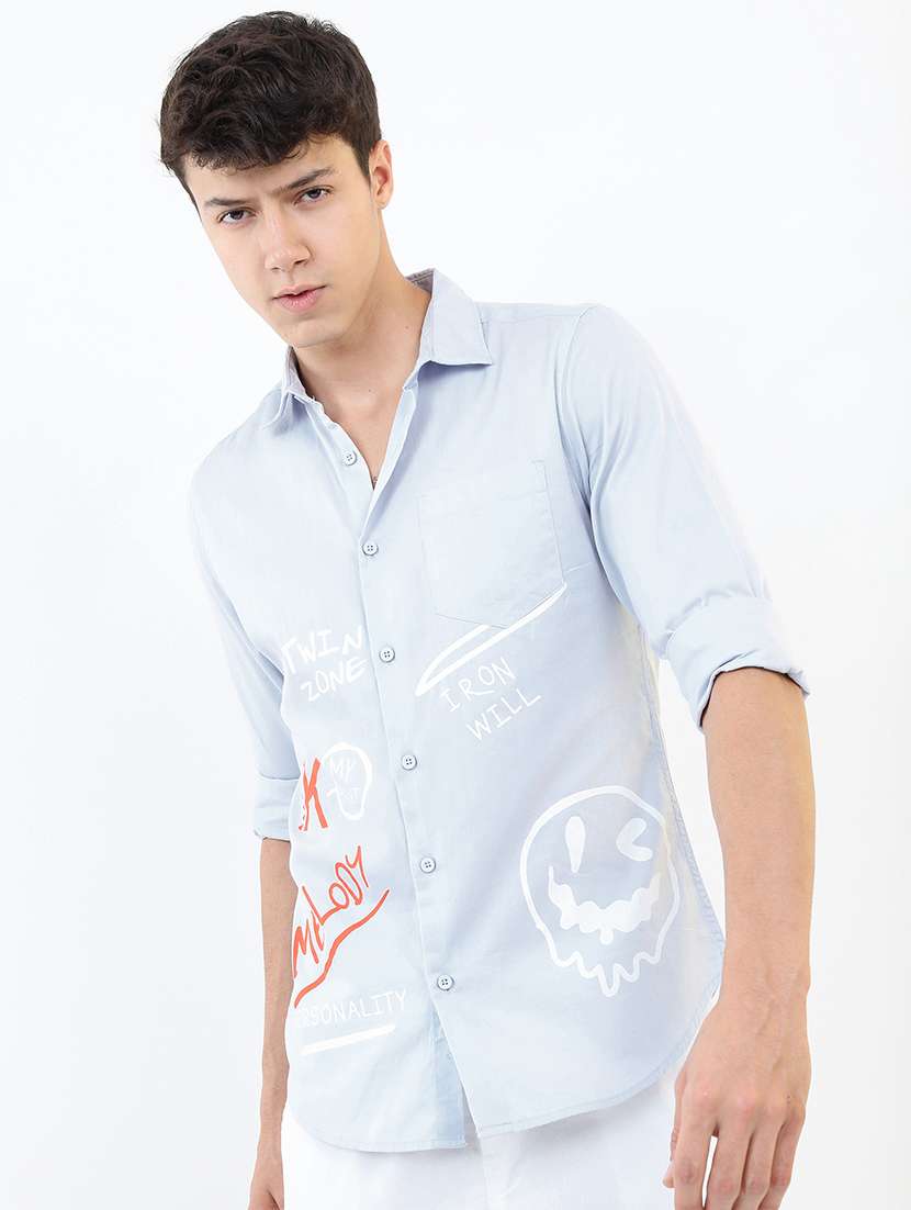 men printed collared casual shirt