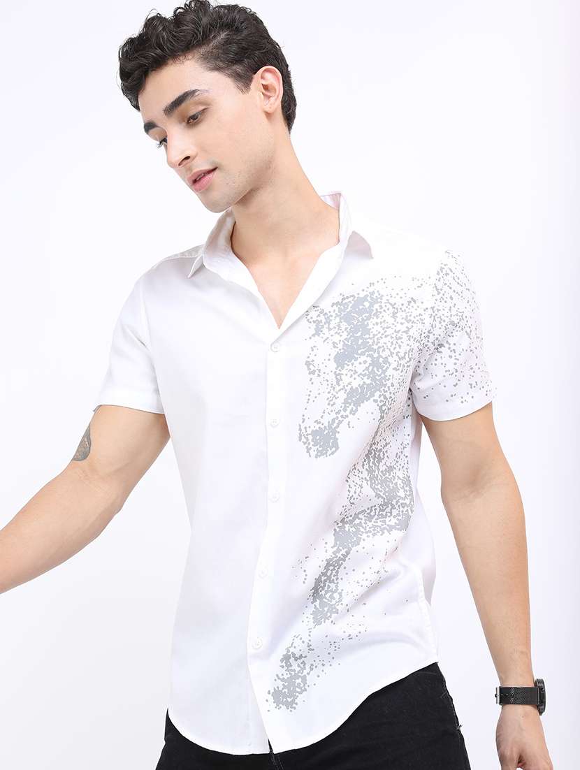 men printed collared casual shirt