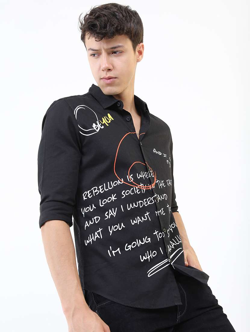 men printed collared casual shirt