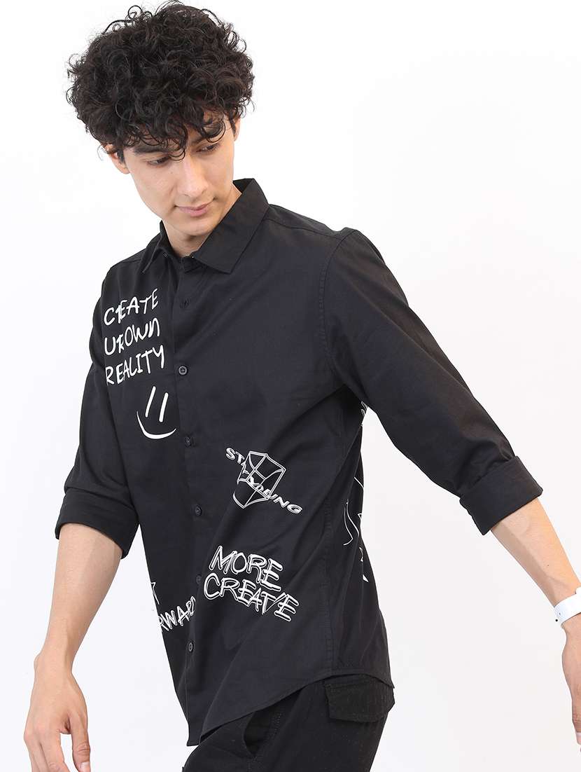 men printed collared casual shirt