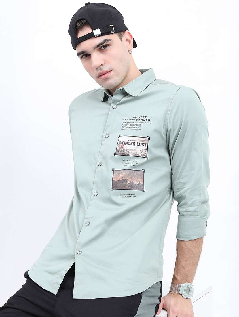 men printed collared casual shirt