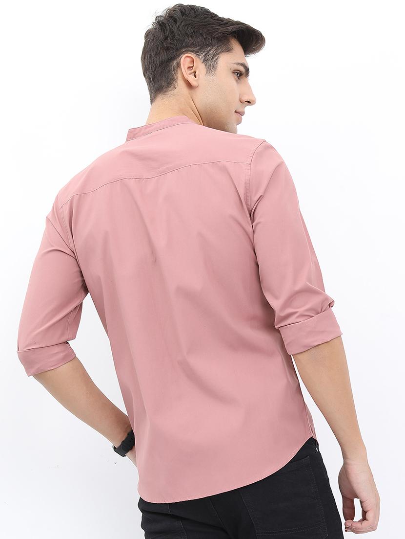 men mandarin neck solid casual shirt - 21487078 - Standard Image - 3