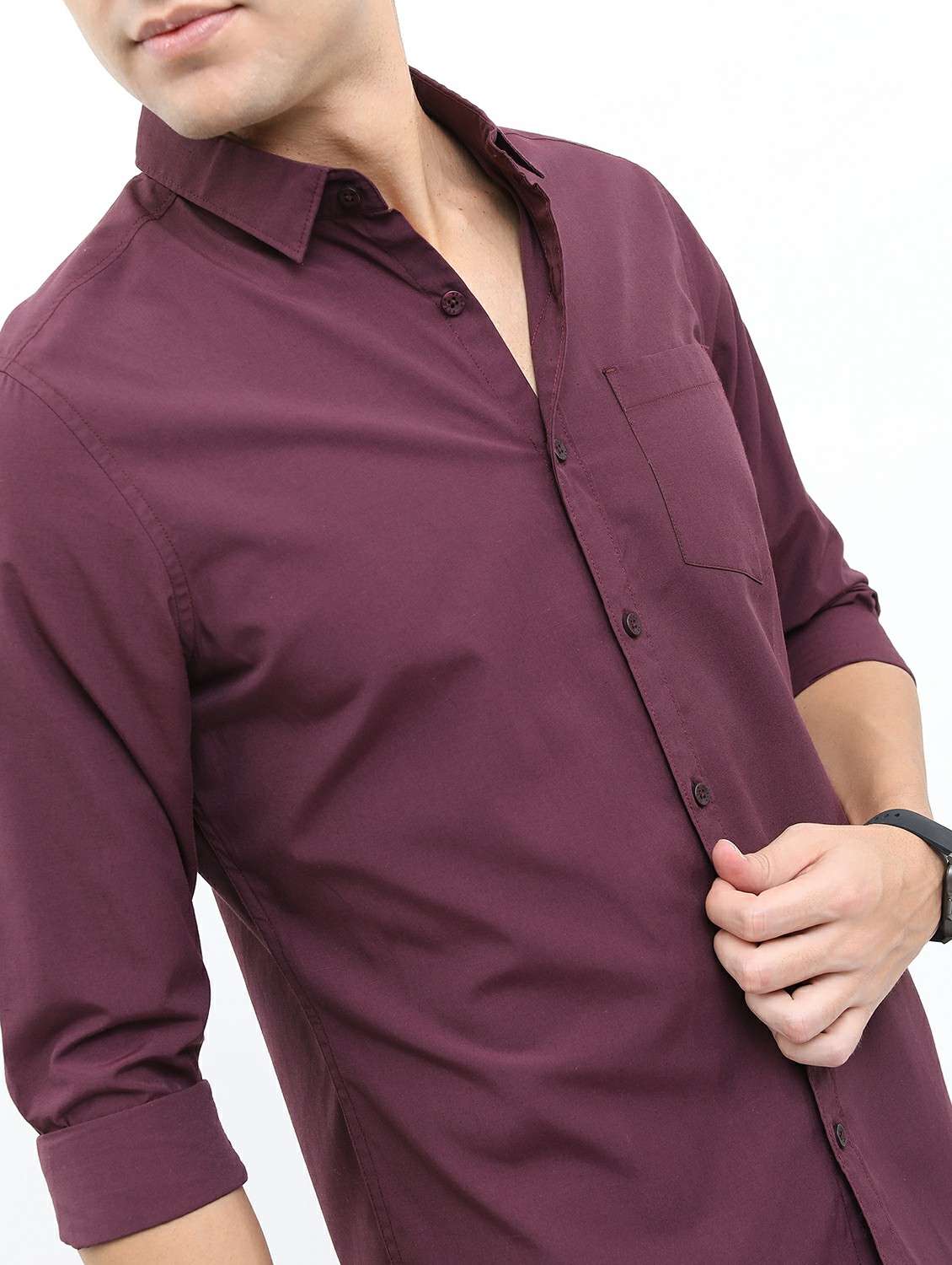 men solid collared casual wear shirt - 21487079 -  Standard Image - 5
