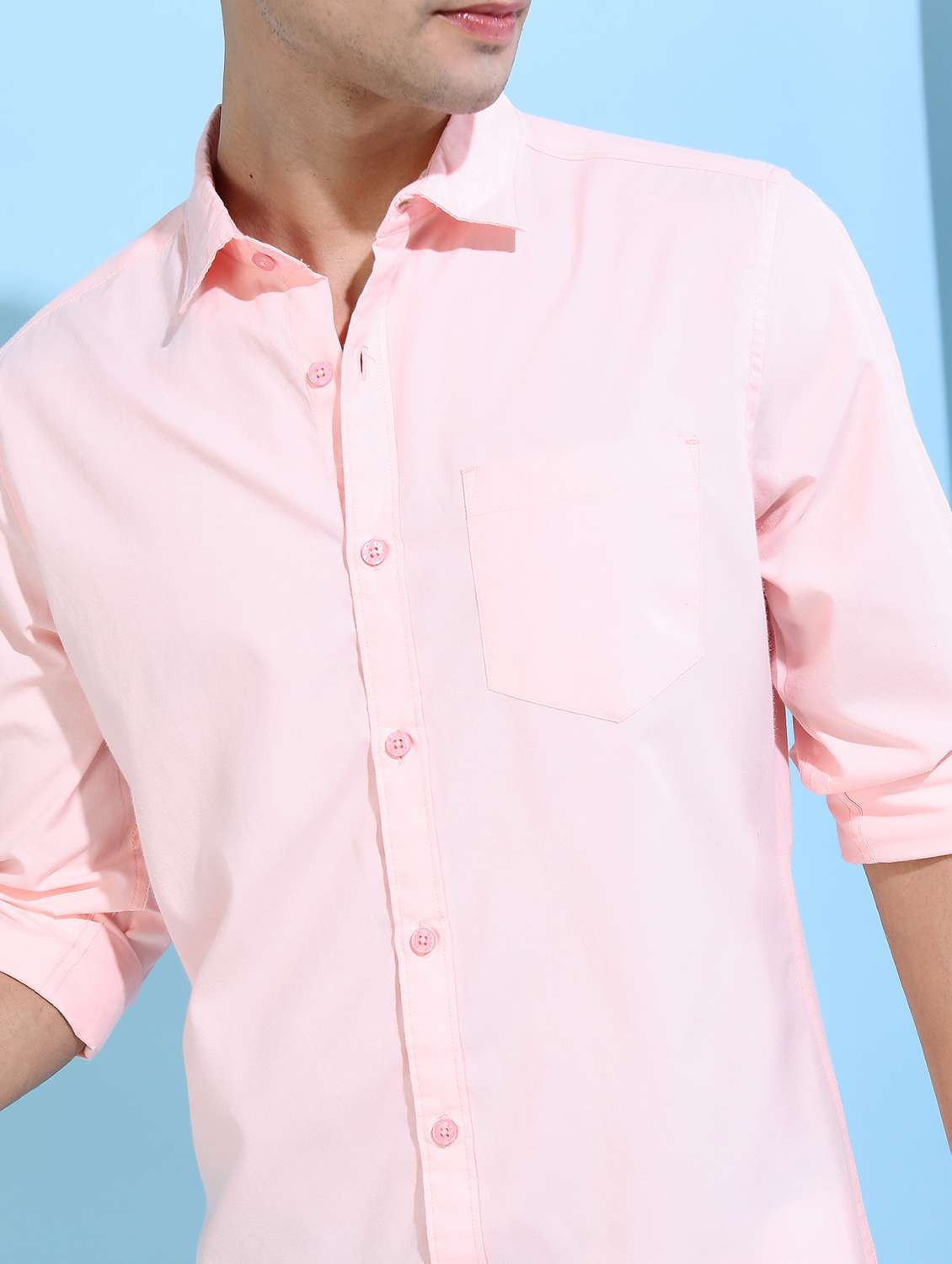 men solid collared casual wear shirt - 21487082 - Standard Image - 3