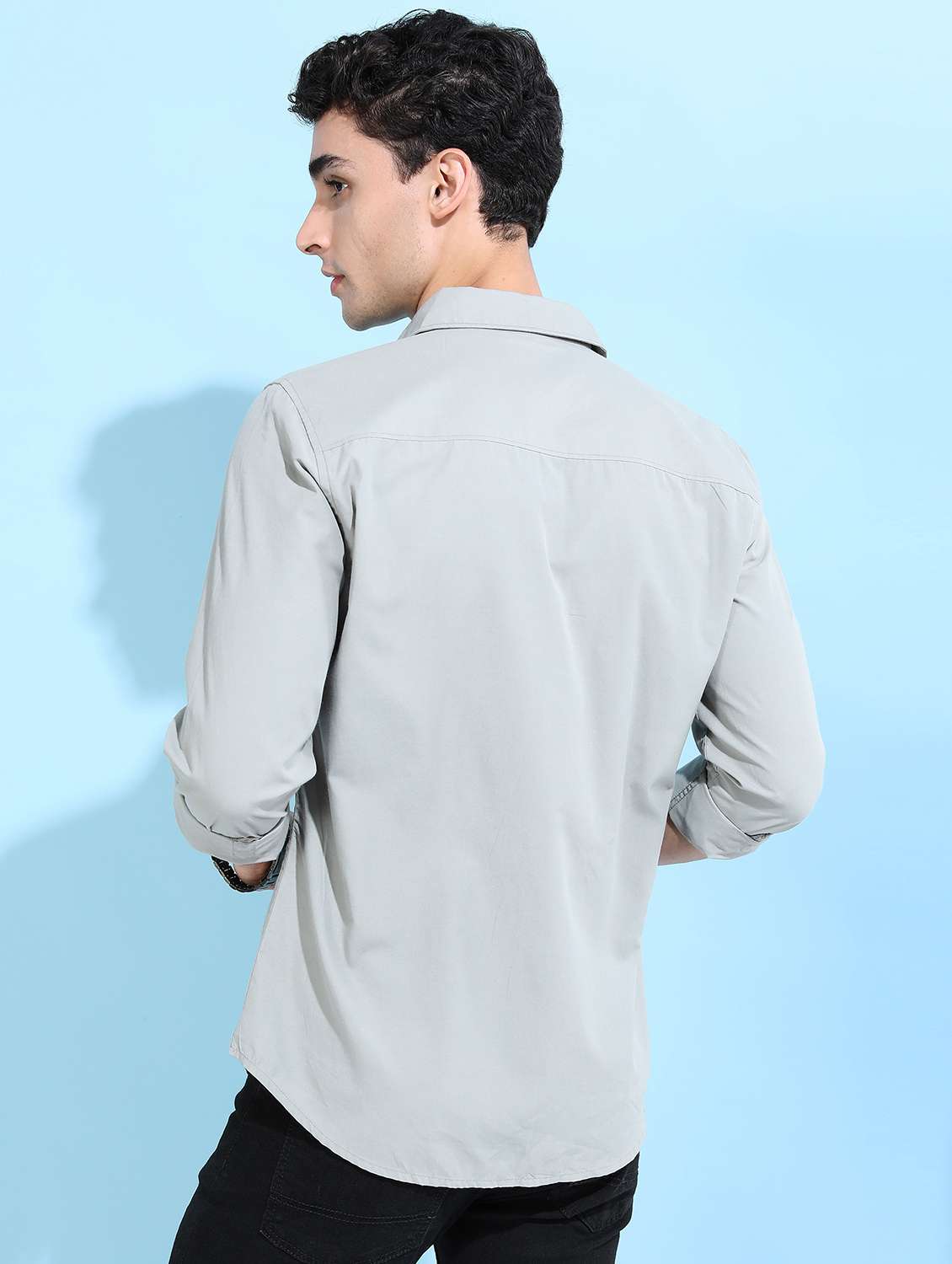 men solid collared casual wear shirt - 21487085 -  Standard Image - 3