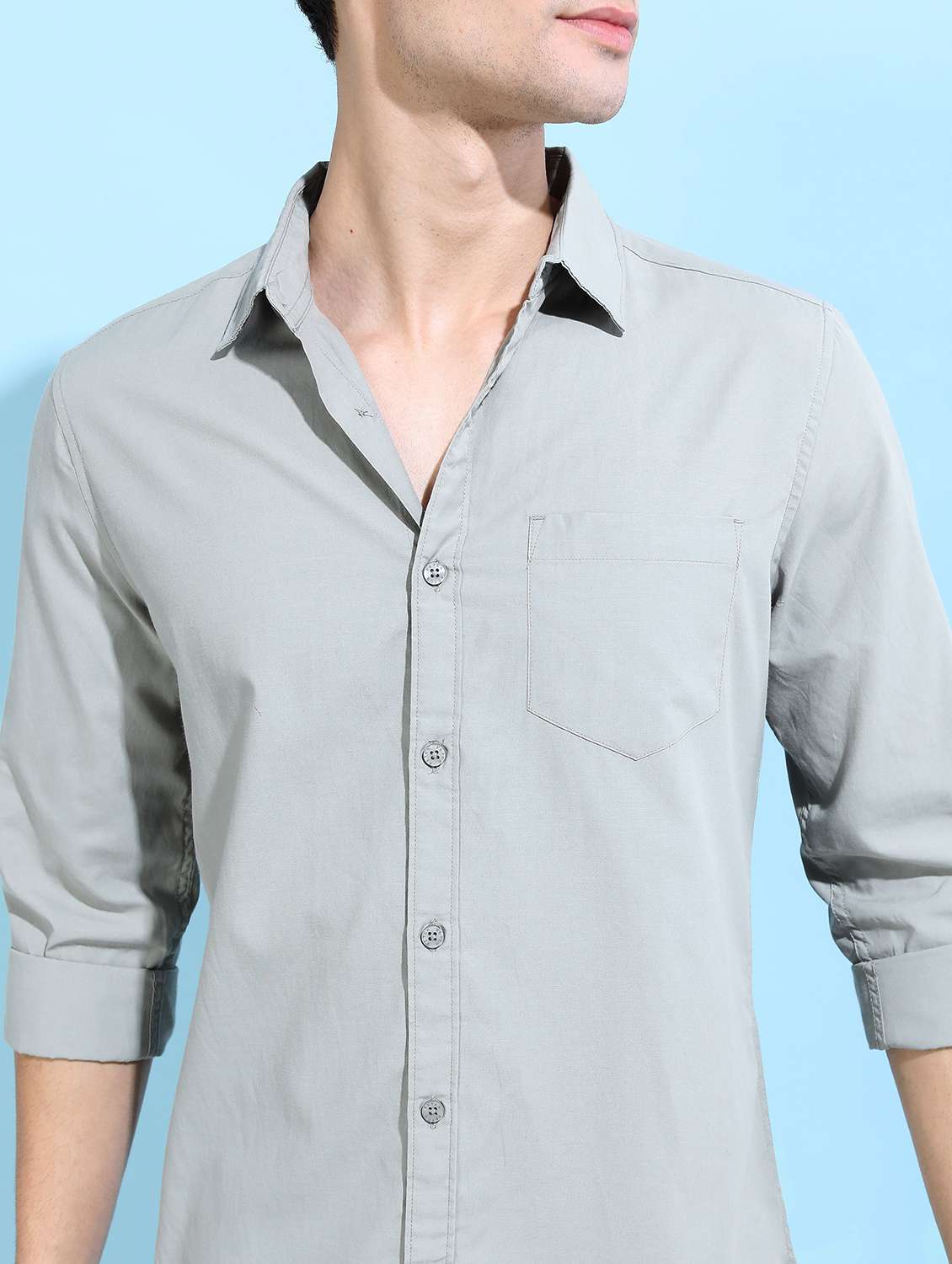 men solid collared casual wear shirt - 21487085 -  Standard Image - 5